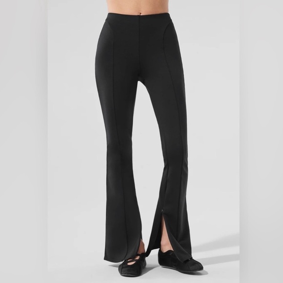 ALO Yoga High-Waist Zip It Flare Leggings Ankle Slit - Picture 2 of 9